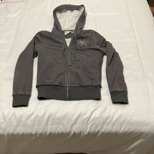 Mur Mur Anthropologie Hoodie Sweatshirt Sherpa Lined Gray Grunge Women’s L